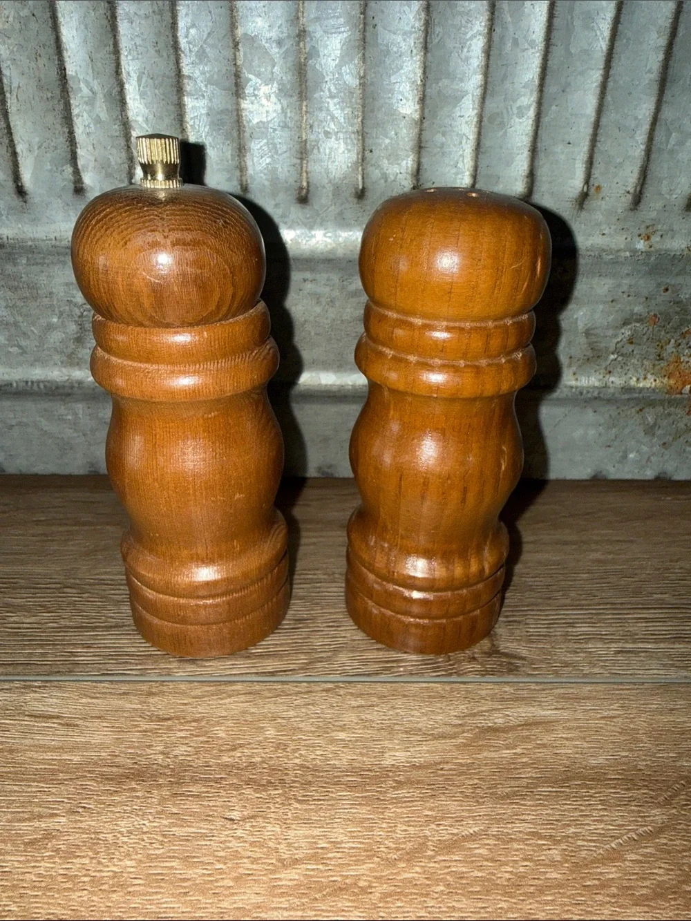 Vintage Wooden Salt and Pepper Shakers - Light Brown 4 inches tall
